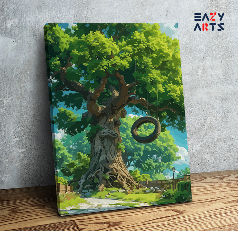 Majestic Old Tree with Tire Swing Paint by Numbers Kit