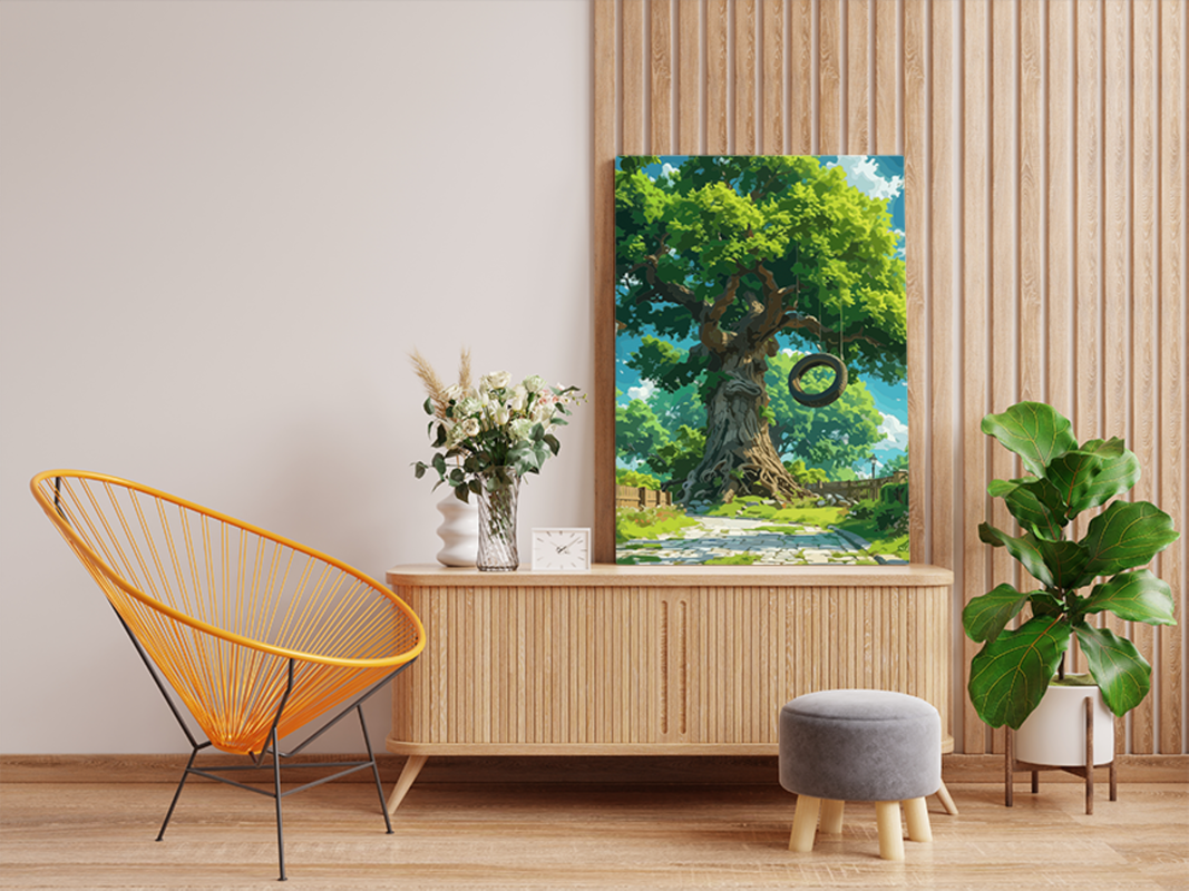 Majestic Old Tree with Tire Swing Paint by Numbers Kit