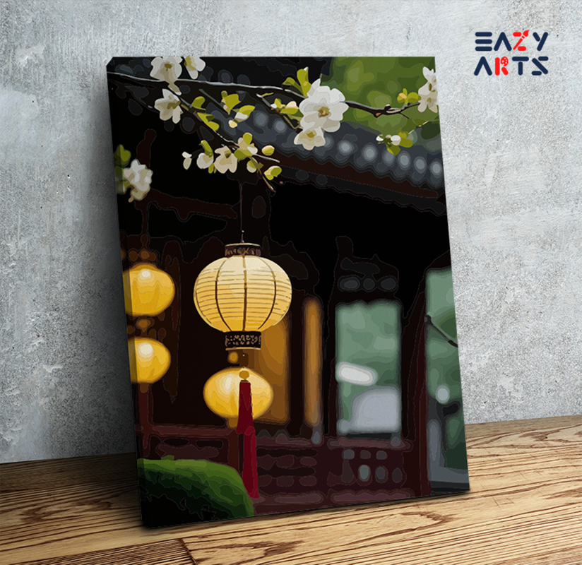 Lanterns and Blossoms Paint by Numbers Kit