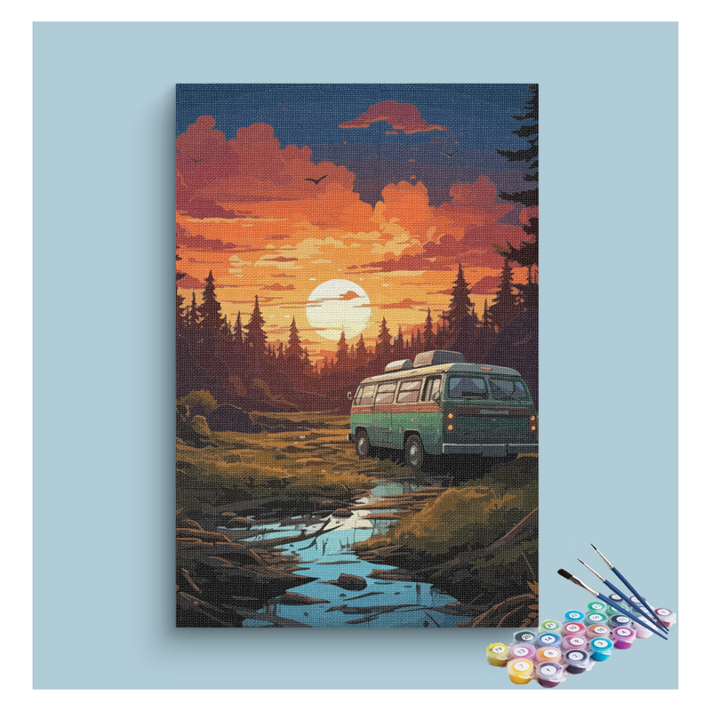 Sunset Camper Adventure Paint by Numbers Kit