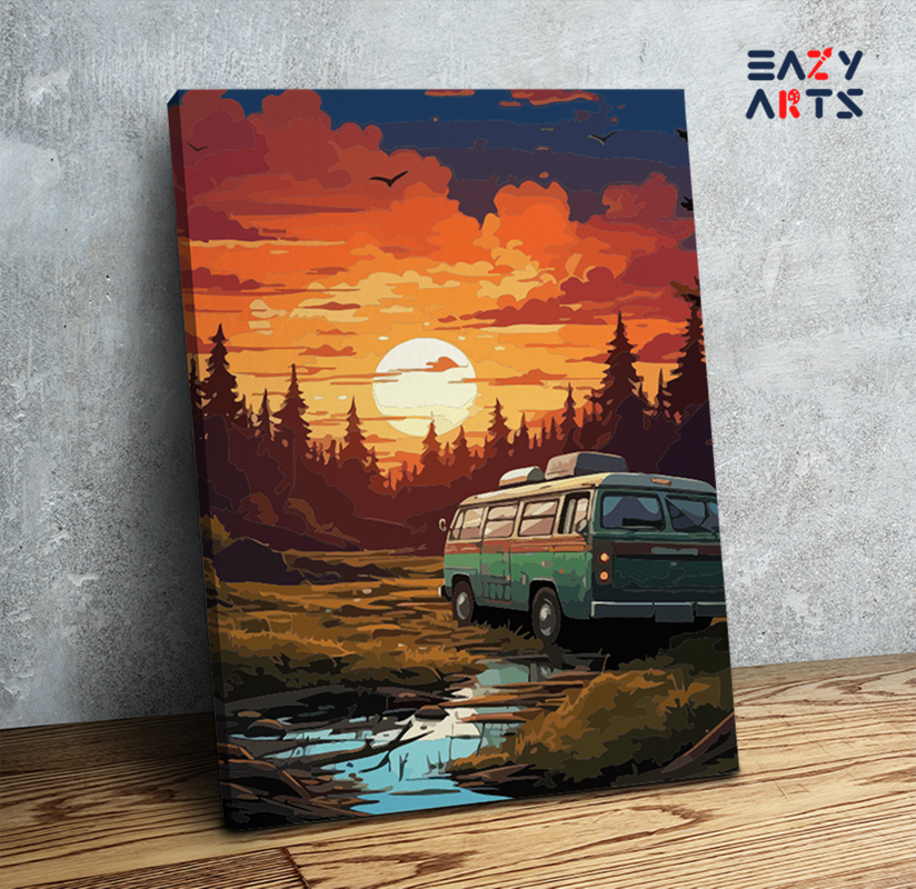 Sunset Camper Adventure Paint by Numbers Kit