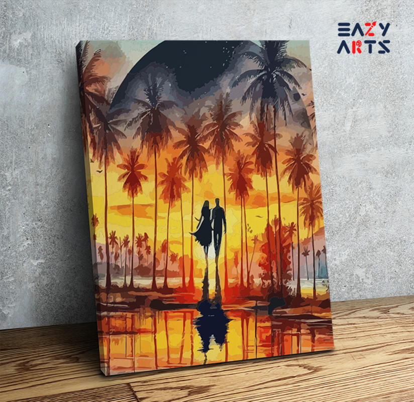 Sunset Romance: Couple in Paradise Paint by Numbers Kit