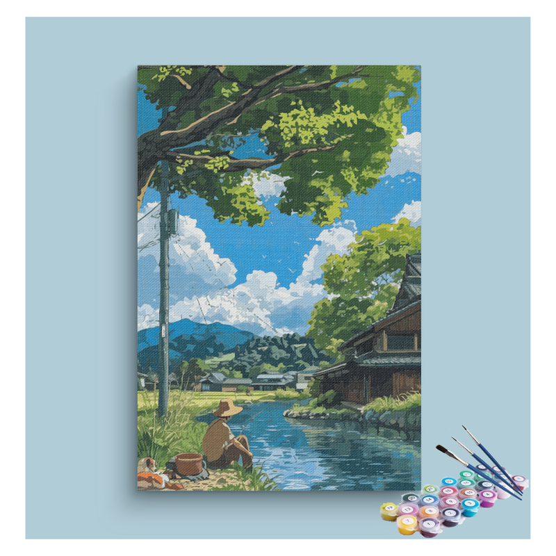 Peaceful Day by the River: Fishing in Nature Paint by Numbers Kit