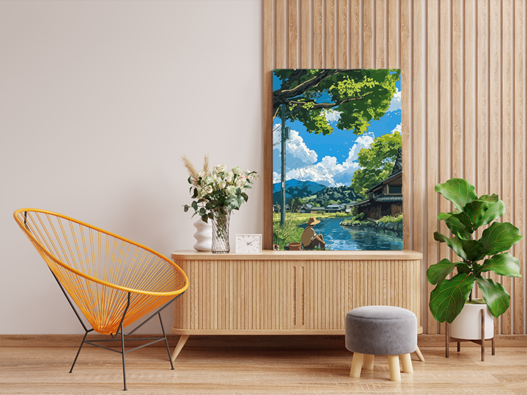 Peaceful Day by the River: Fishing in Nature Paint by Numbers Kit