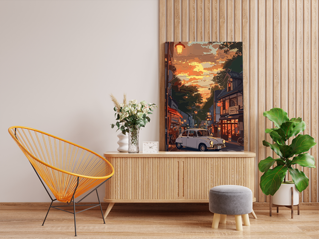 Vintage Street at Sunset Paint by Numbers Kit