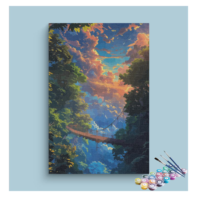 Sunset Forest Bridge Paint by Numbers Kit