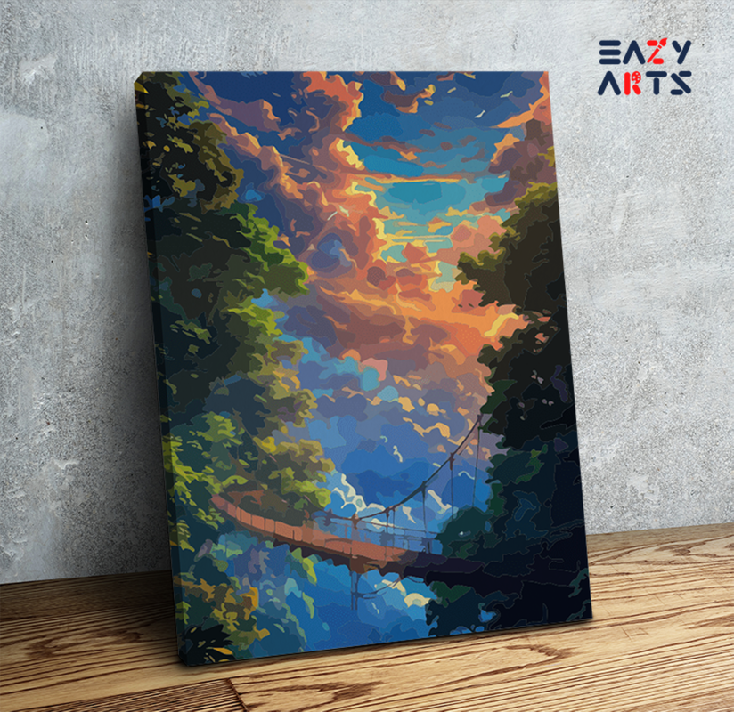 Sunset Forest Bridge Paint by Numbers Kit