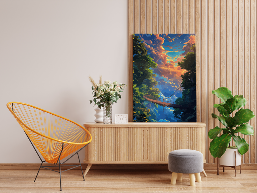 Sunset Forest Bridge Paint by Numbers Kit