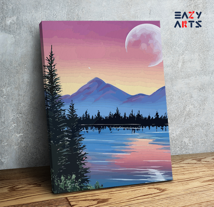 Tranquil Moonlit Lake Paint by Numbers Kit