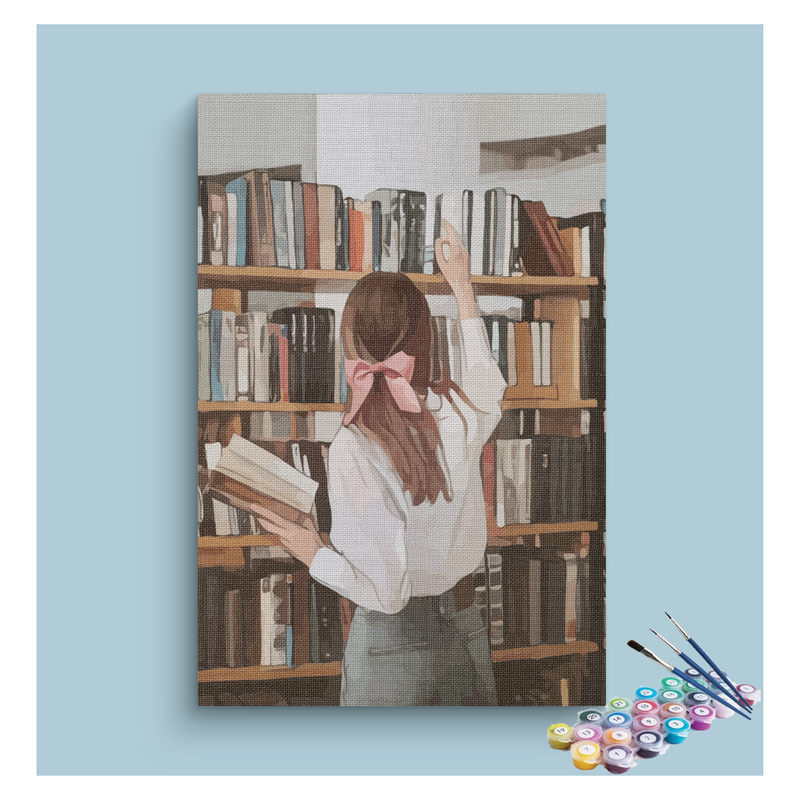 Book Lover in a Cozy Library Paint by Numbers Kit