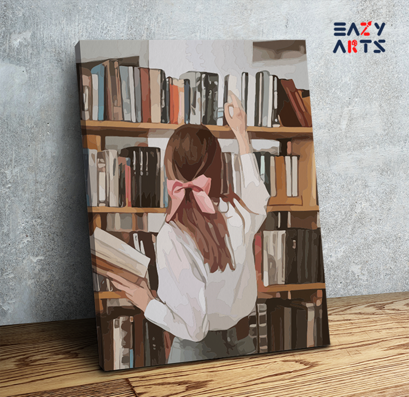 Book Lover in a Cozy Library Paint by Numbers Kit