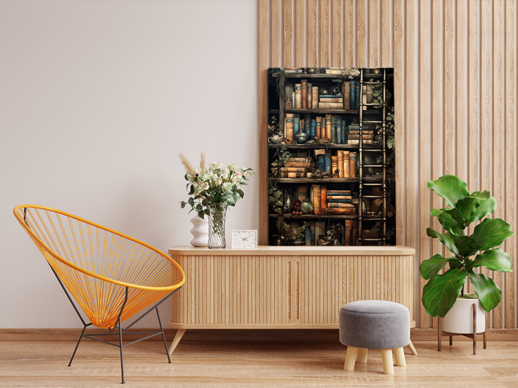 Enchanted Bookshelf with Ladder Paint by Numbers Kit