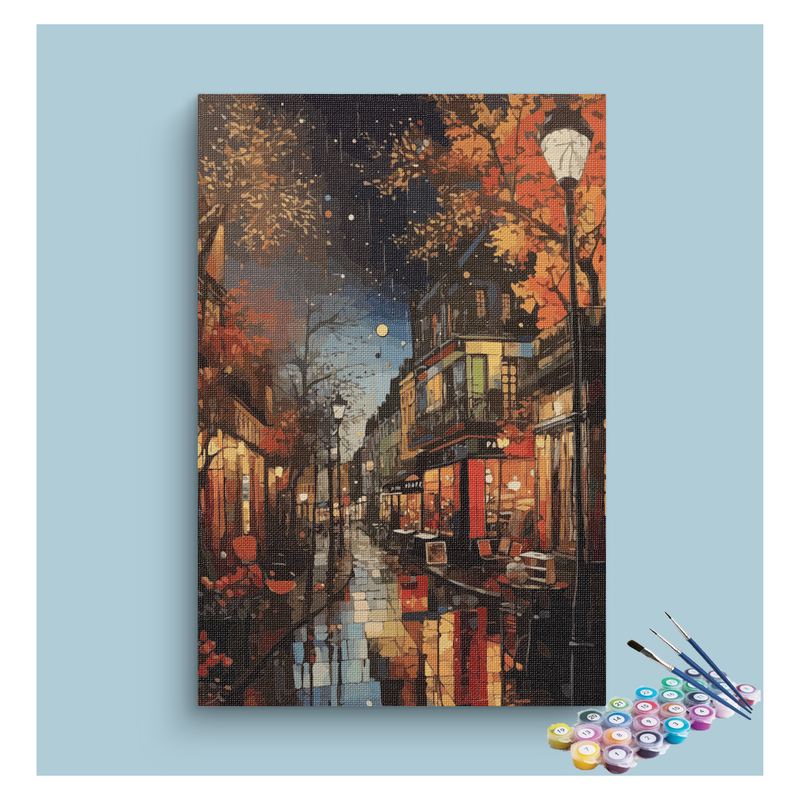 Autumn Night Street Paint by Numbers Kit