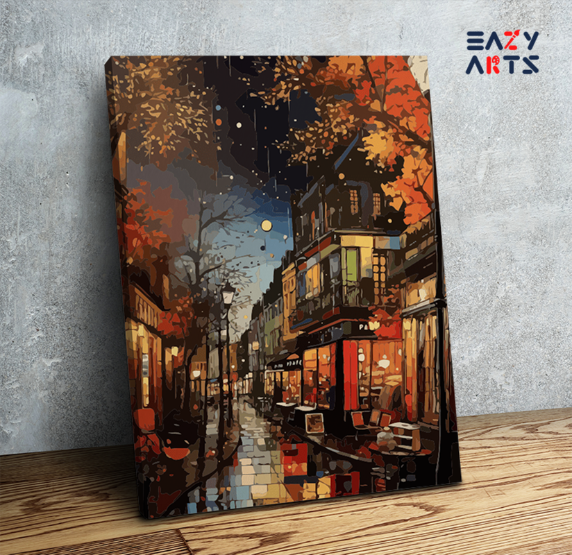 Autumn Night Street Paint by Numbers Kit