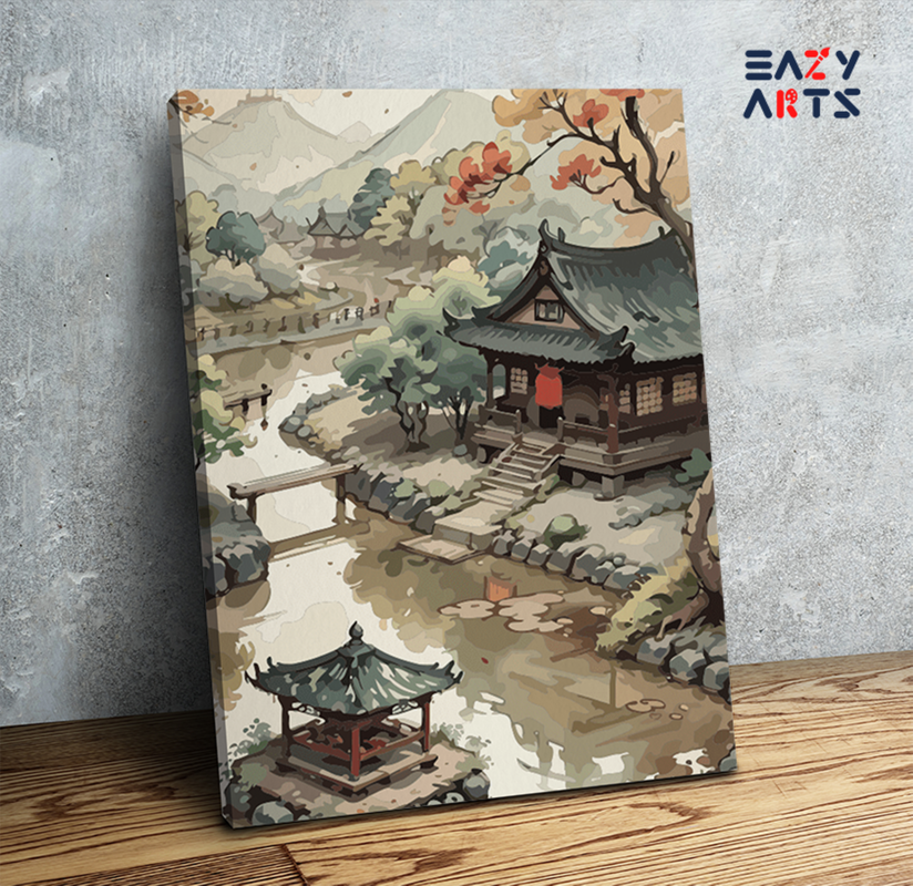 Serene Pagoda Garden Paint by Numbers Kit