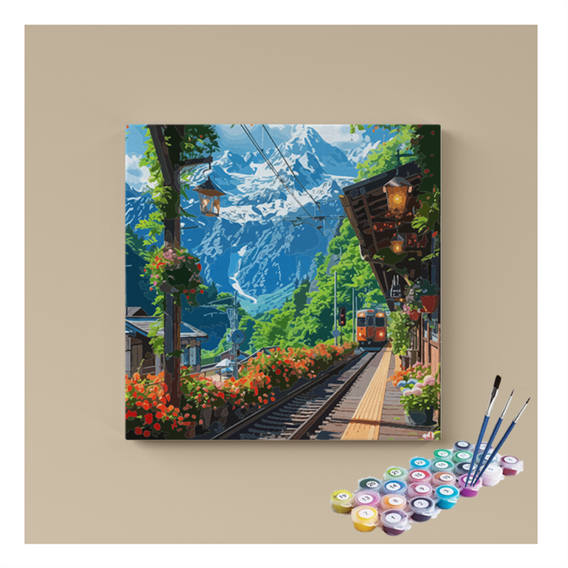 Scenic Mountain Railway Paint by Numbers Kit