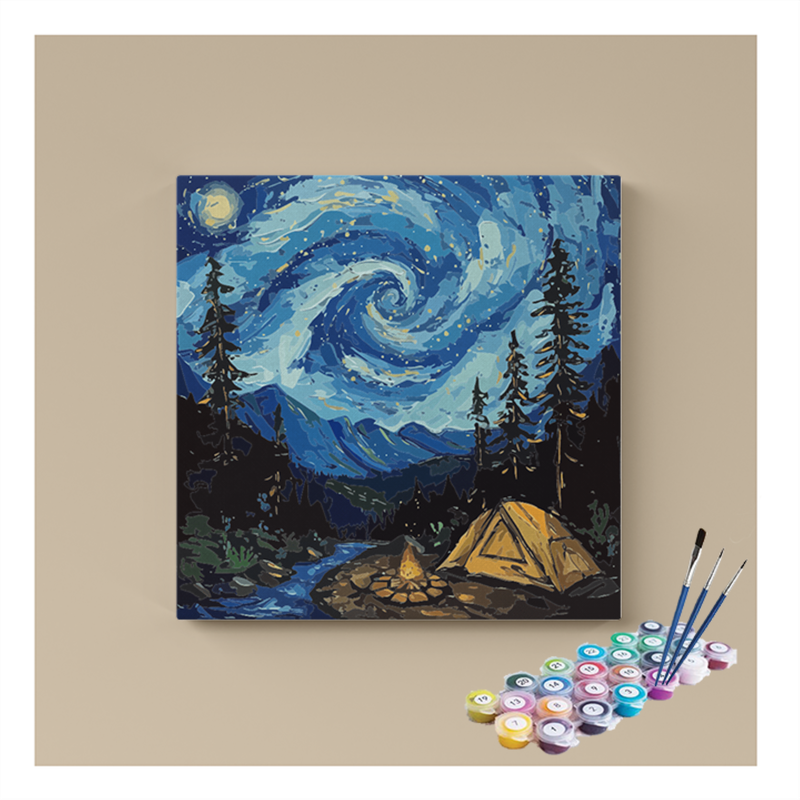 Starry Night Campsite Paint by Numbers Kit