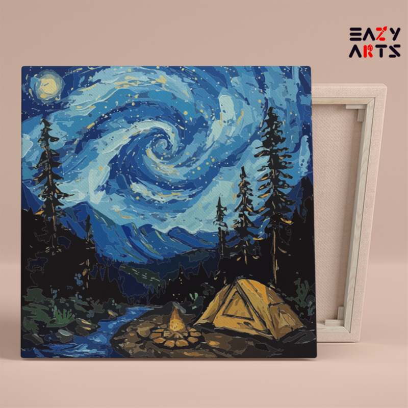 Starry Night Campsite Paint by Numbers Kit