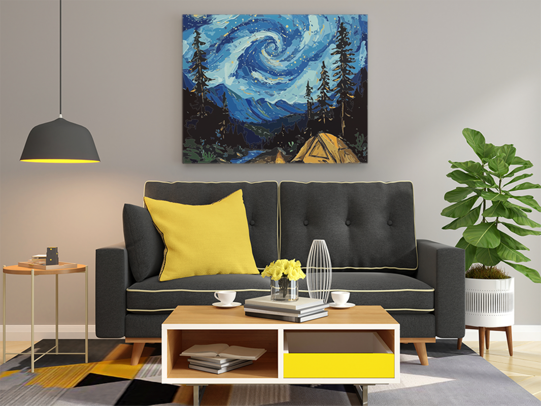 Starry Night Campsite Paint by Numbers Kit