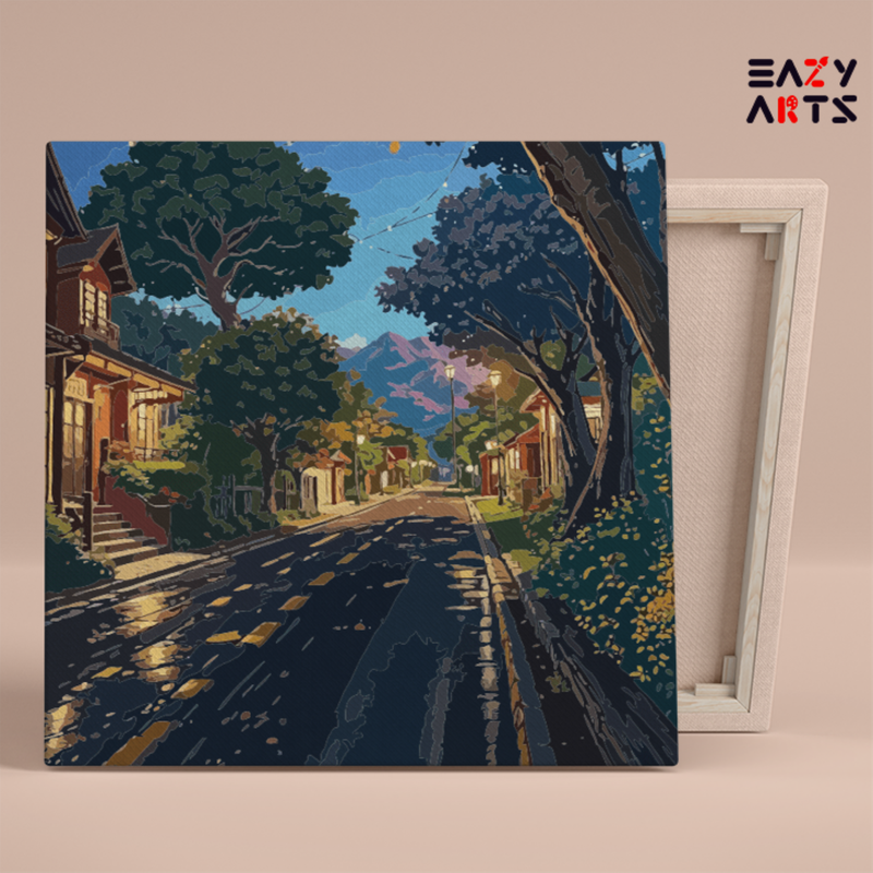 Quiet Mountain Street Paint by Numbers Kit