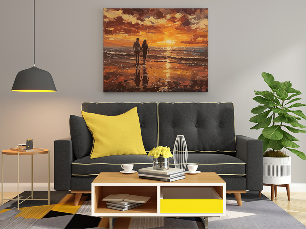 Romantic Sunset Beach Walk Landscape Paint by Numbers Kit