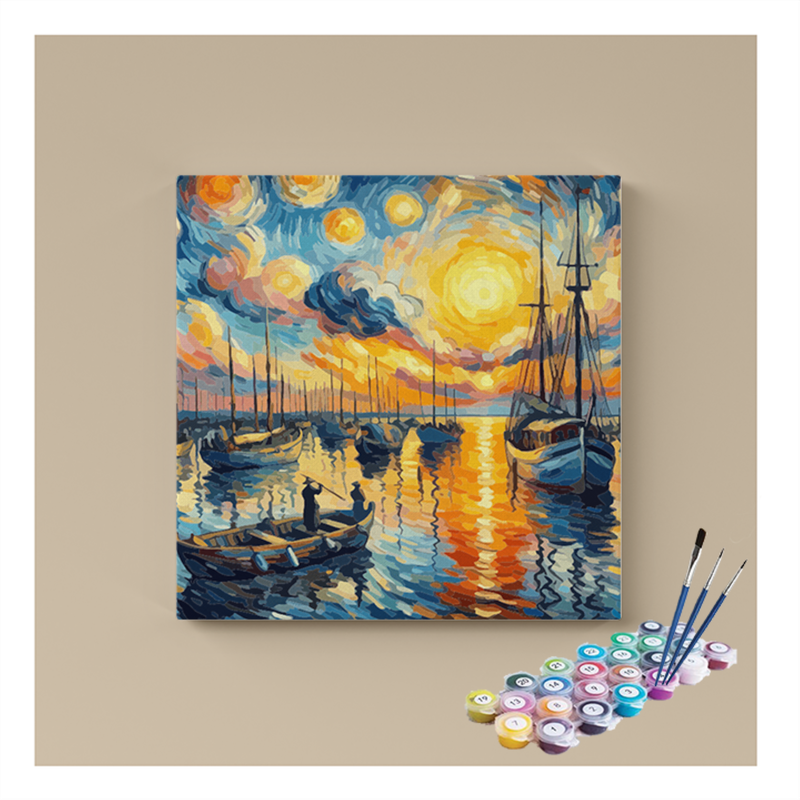 Vibrant Sunset Harbor Paint by Numbers Kit