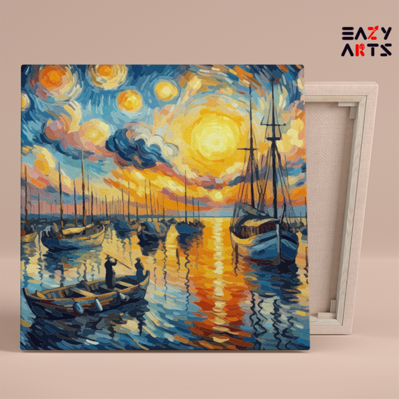 Vibrant Sunset Harbor Paint by Numbers Kit