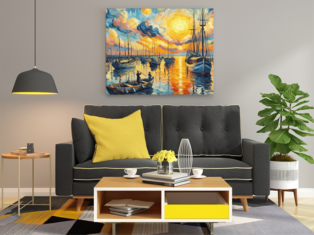 Vibrant Sunset Harbor Paint by Numbers Kit