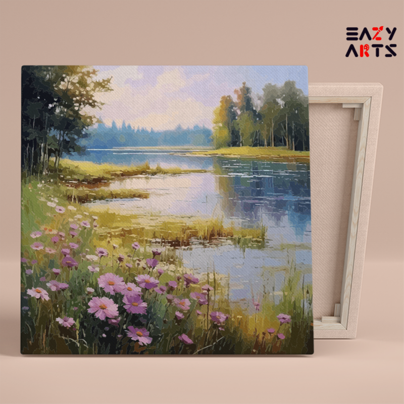 Tranquil Lakeside Flowers Paint by Numbers Kit