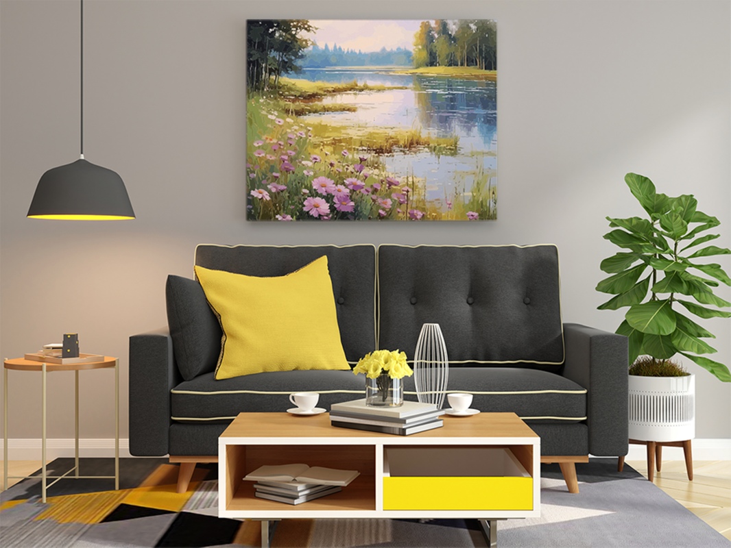 Tranquil Lakeside Flowers Paint by Numbers Kit