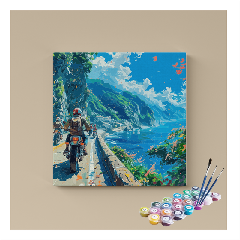 Scenic Motorcycle Adventure Paint by Numbers Kit