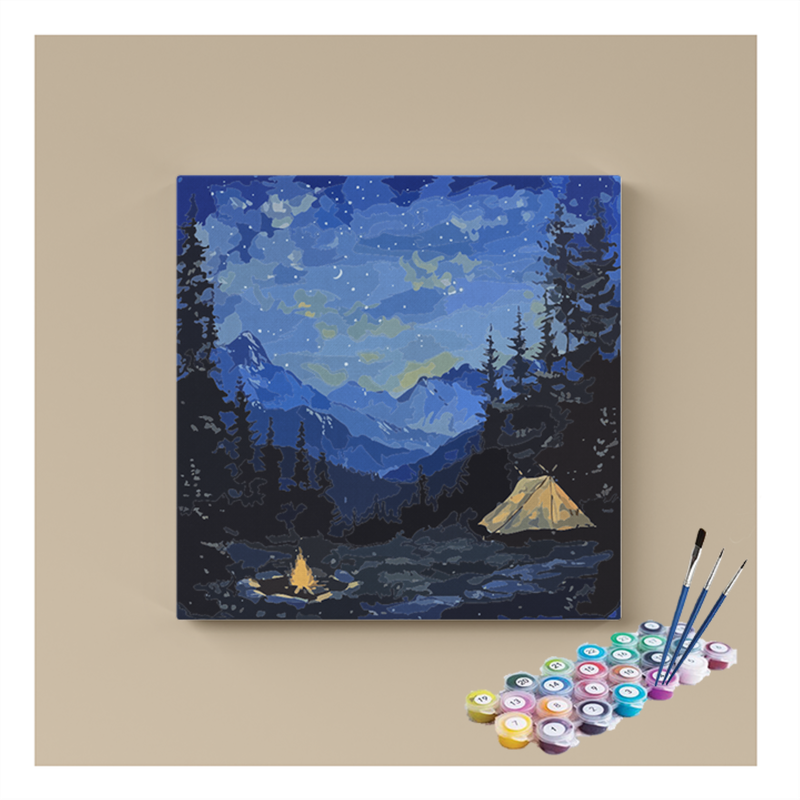 Starry Night Camping Landscape Paint by Numbers Kit