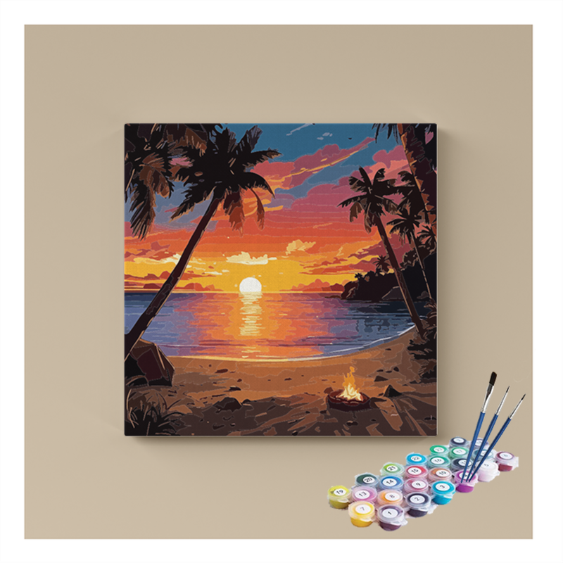 Tropical Sunset Beach Paint by Numbers Kit