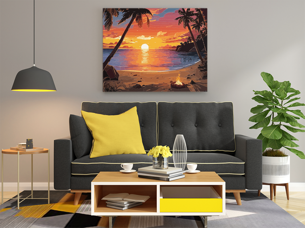 Tropical Sunset Beach Paint by Numbers Kit