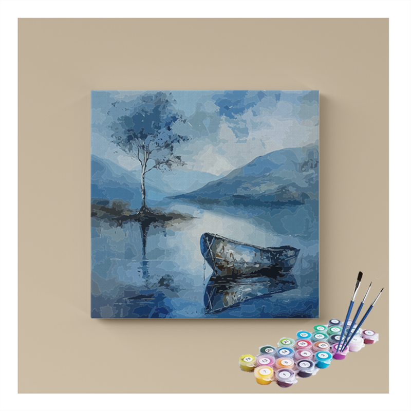 Tranquil Blue Lake & Boat Paint by Numbers Kit