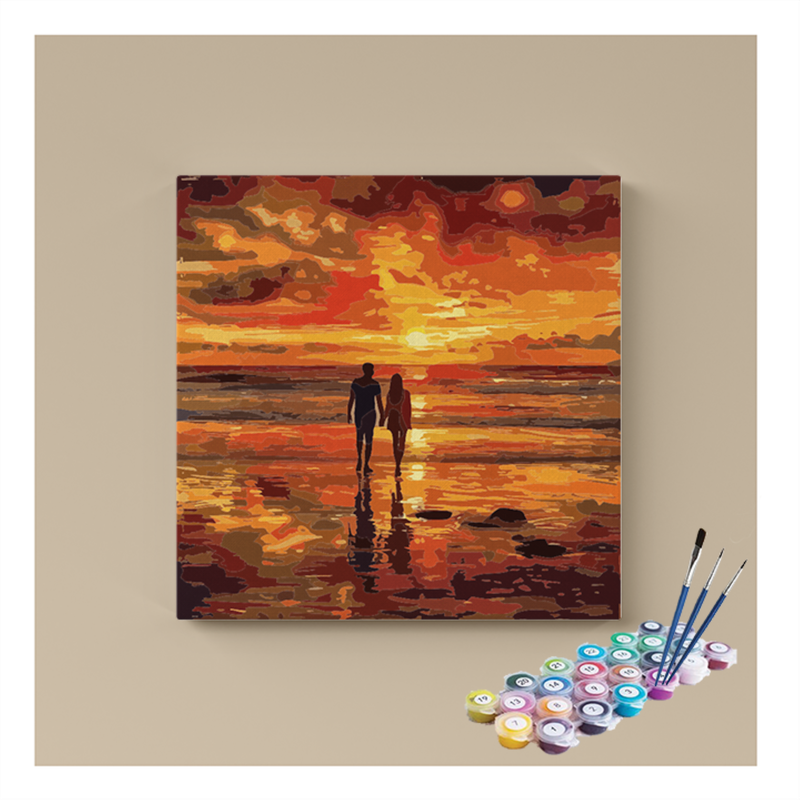Romantic Sunset Beach Walk Paint by Numbers Kit