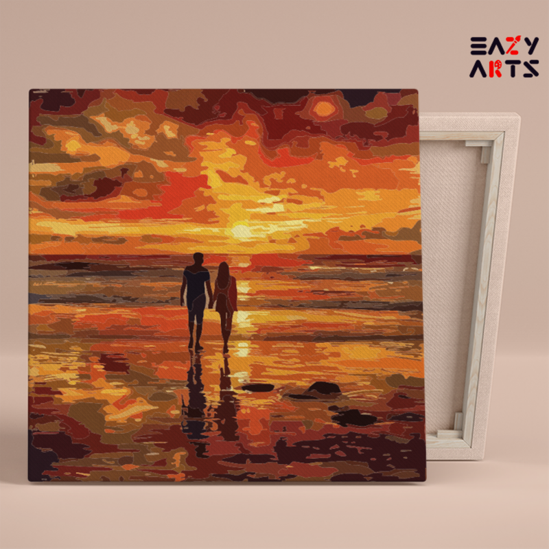 Romantic Sunset Beach Walk Paint by Numbers Kit
