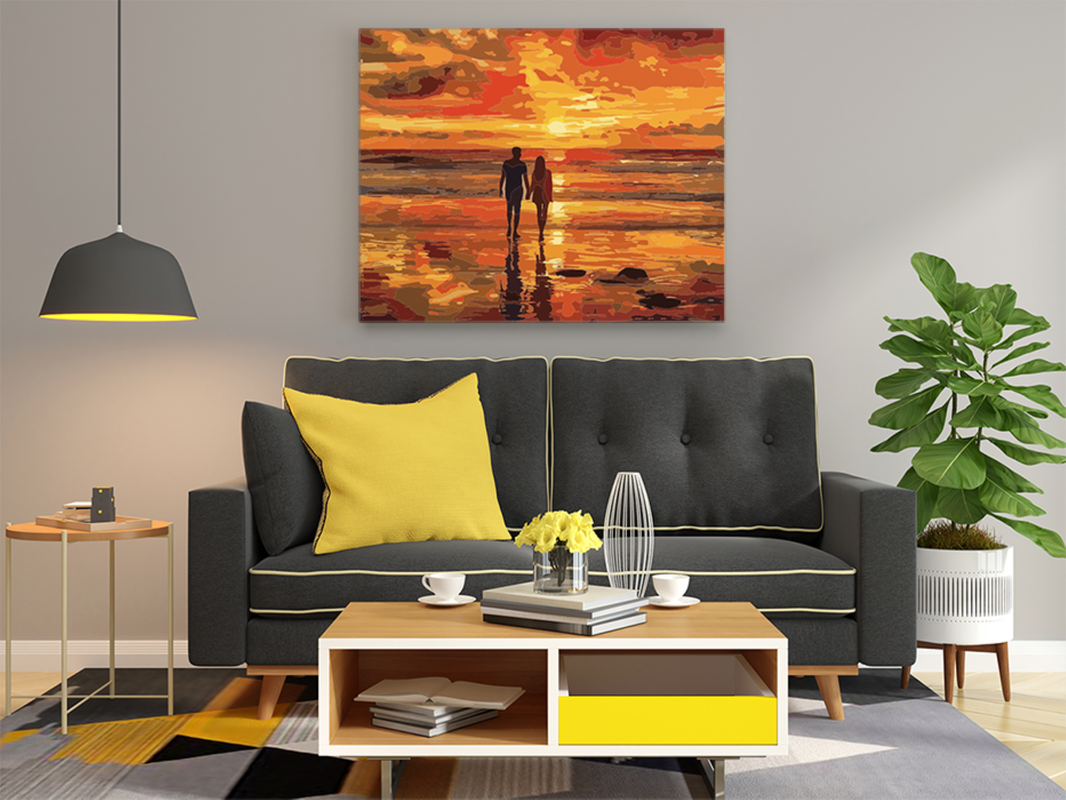 Romantic Sunset Beach Walk Paint by Numbers Kit