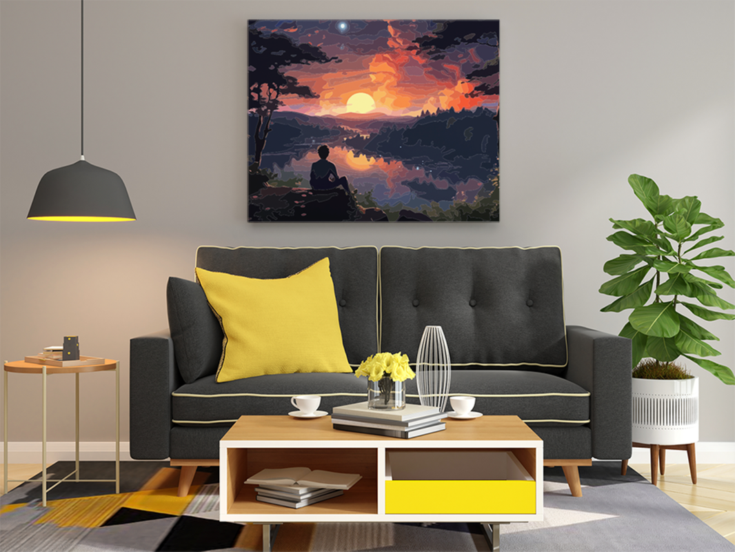 Tranquil Sunset Reflection Paint by Numbers Kit