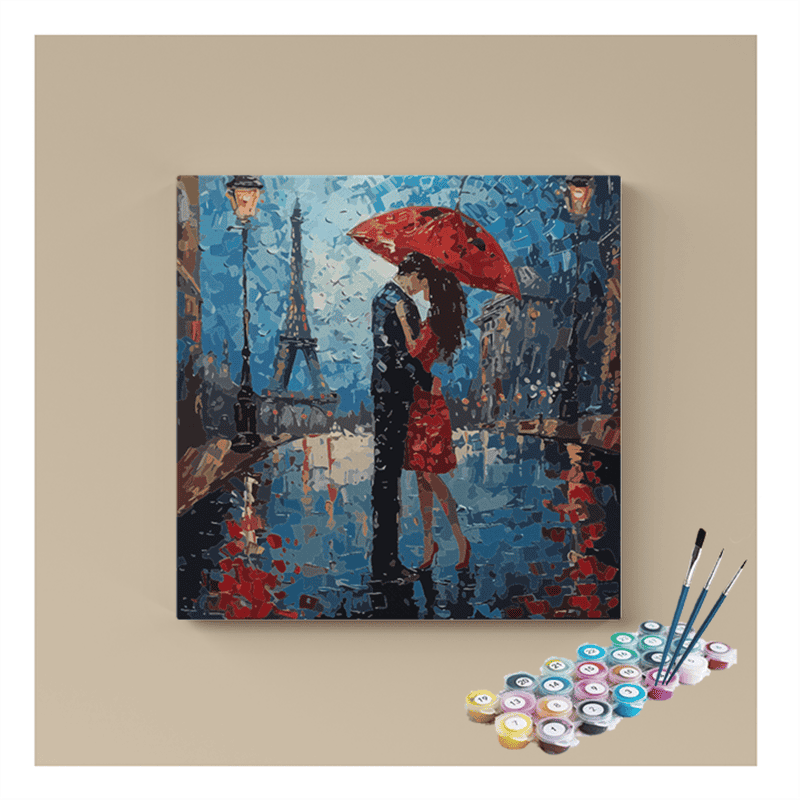 Romantic Parisian Rain Paint by Numbers Kit
