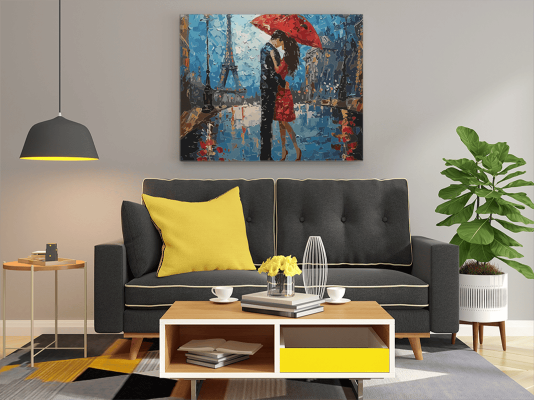 Romantic Parisian Rain Paint by Numbers Kit
