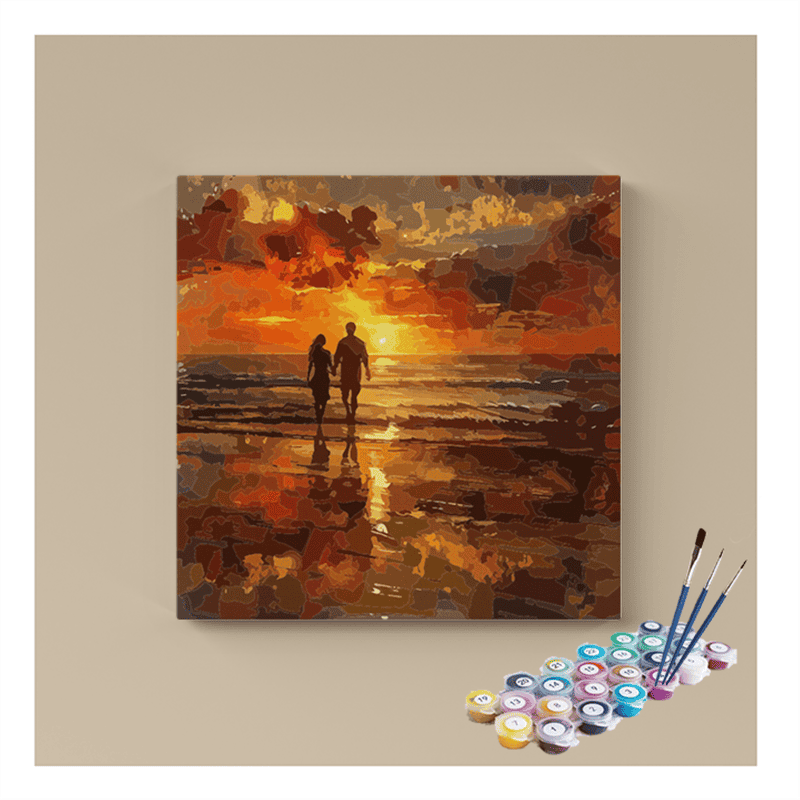 Sunset Stroll by the Beach Paint by Numbers Kit