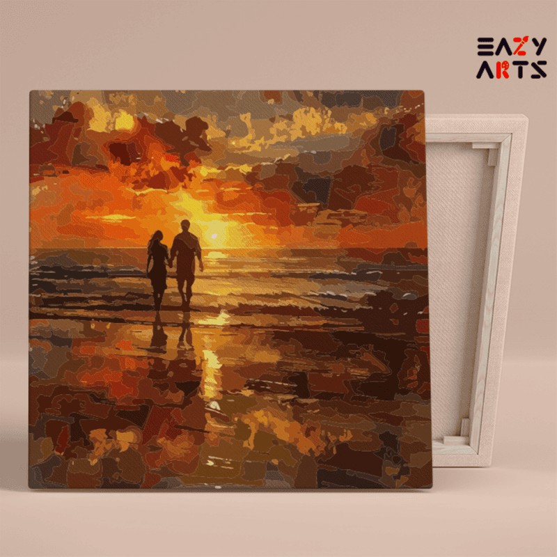 Sunset Stroll by the Beach Paint by Numbers Kit