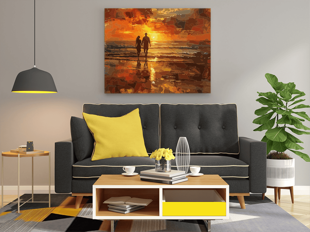 Sunset Stroll by the Beach Paint by Numbers Kit