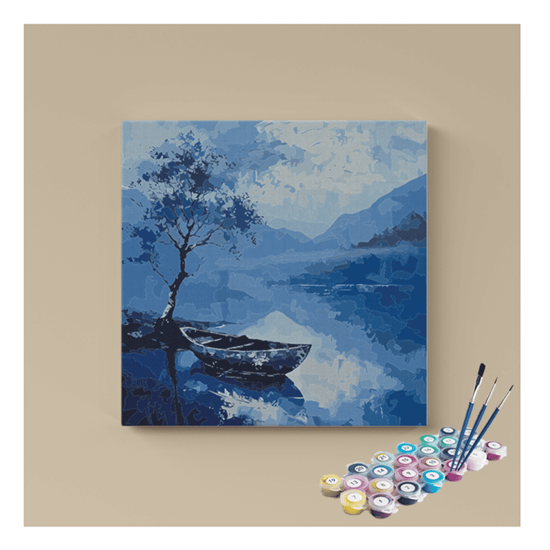 Serene Boat & Blue Lake Paint by Numbers Kit