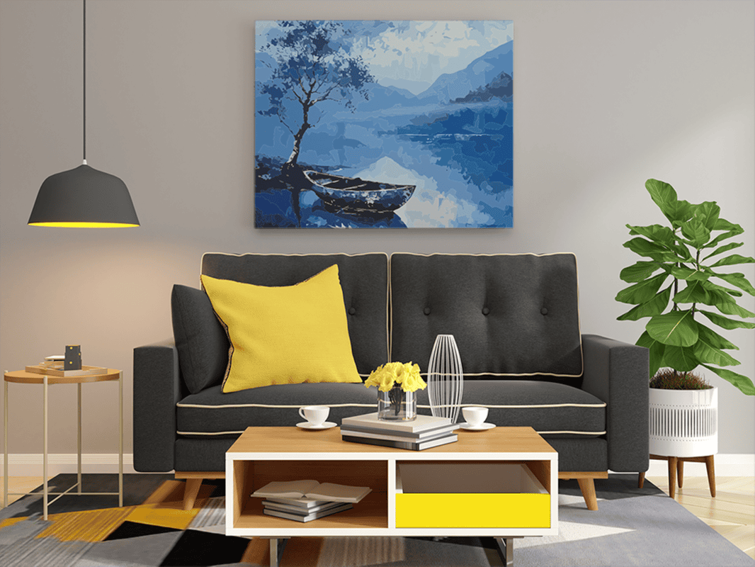 Serene Boat & Blue Lake Paint by Numbers Kit