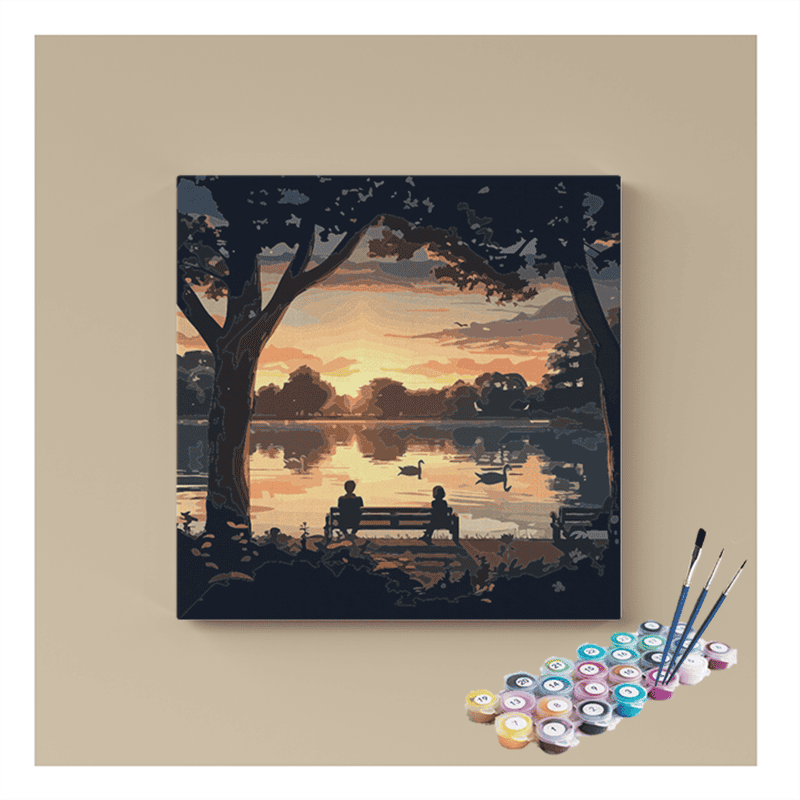 Sunset View Serenity by the Lake Paint by Numbers Kit