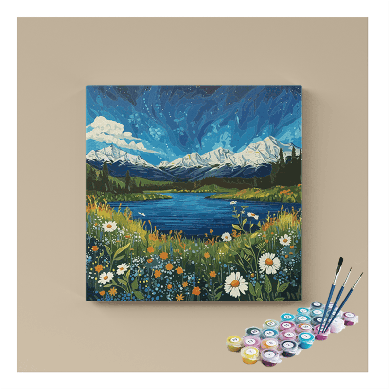 Alpine Meadow Landscape Paint by Numbers Kit