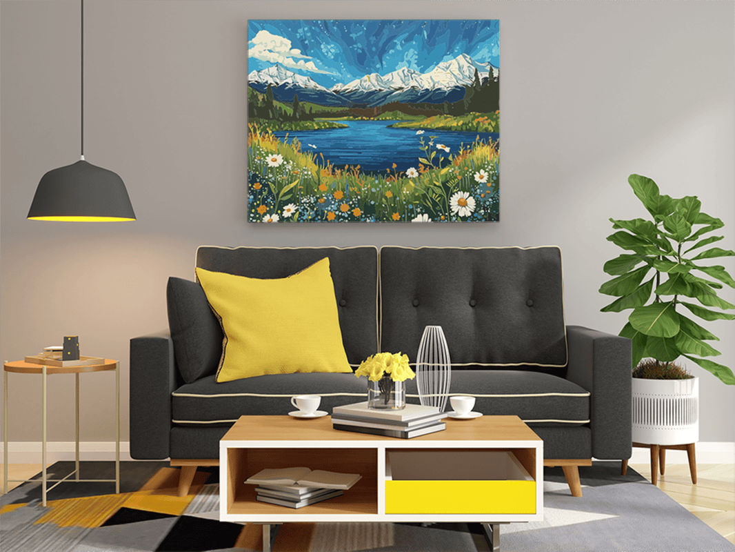 Alpine Meadow Landscape Paint by Numbers Kit