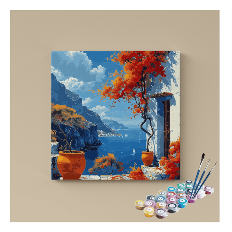 Mediterranean Coastal Home Escape Paint by Numbers Kit